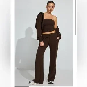 Garage Set  Bootcut Pants and Tube Top in armadillo brown size XS